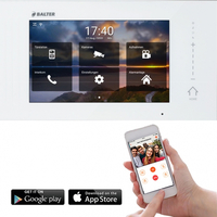 4-Fam. Video Türsprechanlage BALTER ERA IP BUS Komplettsystem mit RFID Türstation für 4 Teilnehmer, 4x7 WIFI Touchscreen Monitor und Hauptstromverteiler mit App für iOS & Android in waagerechter Form 