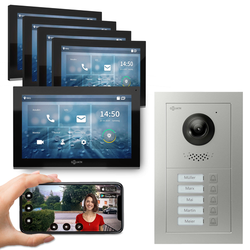 GOLIATH Hybrid IP Video Türsprechanlage | App | 5 Fam | 5 x 10