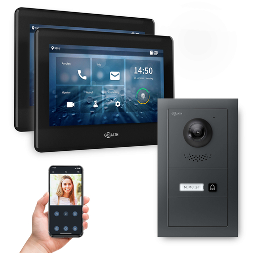 GOLIATH Hybrid IP Videotürsprechanlage | App | Anthrazit | 1-Familie | 2x 7