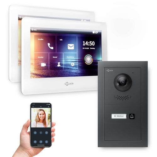 GOLIATH Hybrid IP Gegensprechanlage mit App | Anthrazit | 1-Familie | 2x 7