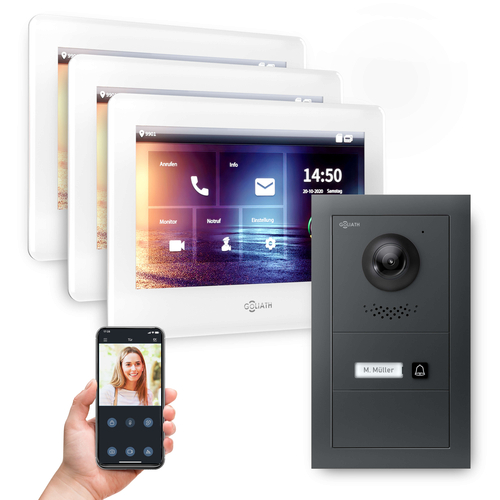 GOLIATH Hybrid IP Videotürsprechanlage | App | Anthrazit | 1-Familie | 3x 7