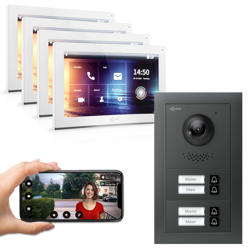 GOLIATH Hybrid IP Video Türsprechanlage | App | 4 Fam | 4x10