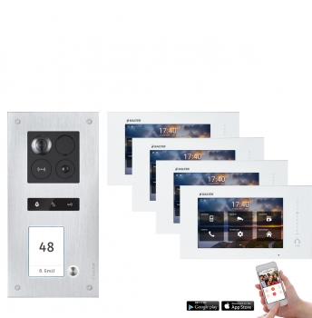 Balter ERA Video Türsprechanlage mit Smartphone App für 1 Familienhaus mit Bewegungsmelder, 4x Monitore, WLAN
