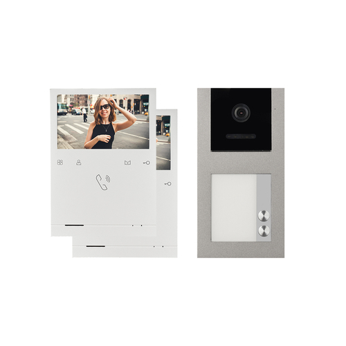 AUFPUTZ Video Türsprechanlage für 2 Familienhaus BALTER EVO QUICK mit 4,3 Zoll Monitor 2-Draht BUS Türstation mit 120°