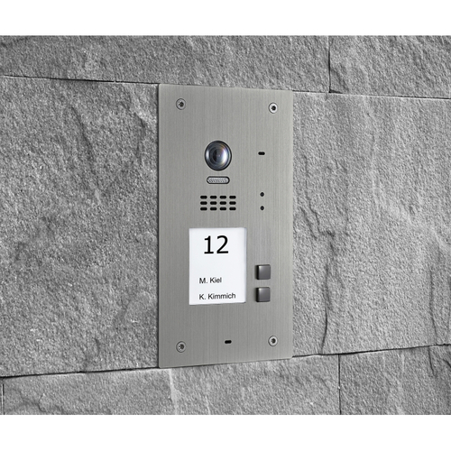 BALTER EVIDA Silver RFID Edelstahl-Türstation für 2 Teilnehmer, 2-Draht BUS Technologie (Video / Audio / Strom), 170° Ultra-Weitwinkelkamera