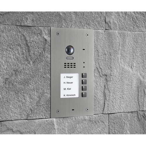 BALTER EVIDA Silver RFID Edelstahl-Türstation für 4 Teilnehmer, 2-Draht BUS Technologie (Video / Audio / Strom), 170° Ultra-Weitwinkelkamera